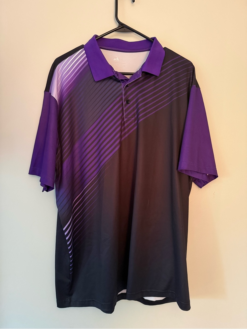 Mountain Hardwear Men's Purple and Black Striped Performance Polo